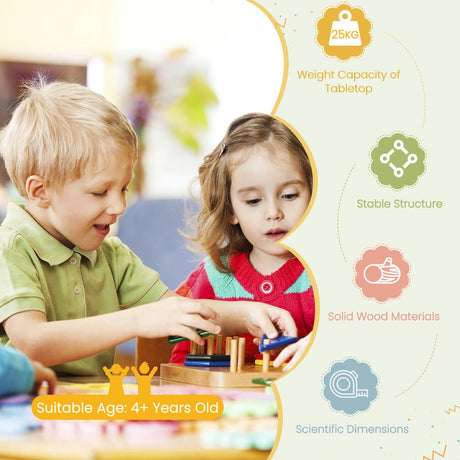 Children&#39;s Table Wooden Table with 4 Children&#39;s Chairs Children&#39;s Table and Chair Set with Backrest Colorful