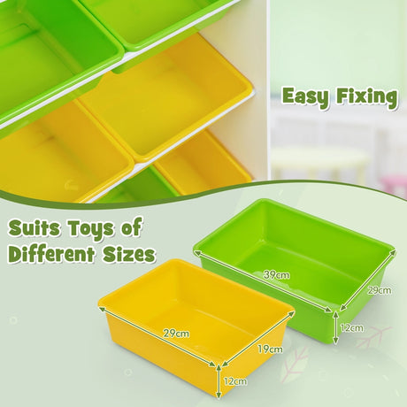 Kids Bookshelf Toy Storage Organizer with Storage Boxes and Open Shelves-Multicolor