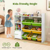 Kids Bookshelf Toy Storage Organizer with Storage Boxes and Open Shelves-Multicolor