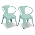 Set of 2 Steel Armchair Stackable Kids Chairs-Green