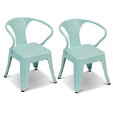 Set of 2 Steel Armchair Stackable Kids Chairs-Green