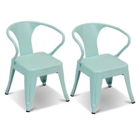 Set of 2 Steel Armchair Stackable Kids Chairs-Green
