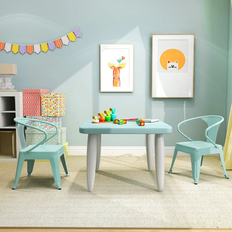 Set of 2 Steel Armchair Stackable Kids Chairs-Green