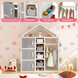 Kids Costume Storage Closet with Storage Bins and Shelves and Side Baskets for Kids Room-Gray