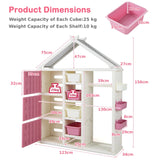 Kids Costume Storage Closet with Storage Bins and Shelves and Side Baskets for Kids Room-Pink