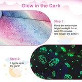 Kids Couch with Blanket 2-in-1 Folding Toddler Sofa Glow in the Dark Chair-Pink