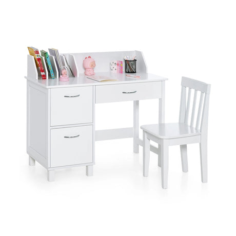 Kids Learning Desk &amp; Chair Set  for Bedroom &amp; Study Room-White