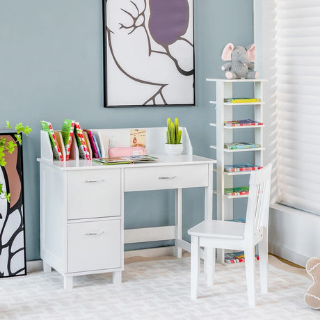 Kids Learning Desk &amp; Chair Set  for Bedroom &amp; Study Room-White