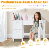 Kids Learning Desk &amp; Chair Set  for Bedroom &amp; Study Room-White