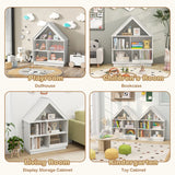 3-Tier House-Shaped Toy Storage Organizer with Open Shelves-White