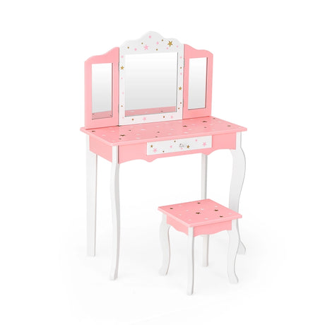 Children&#39;s dressing table with a three-part mirror