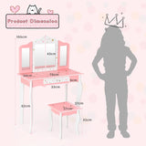 Children&#39;s dressing table with a three-part mirror