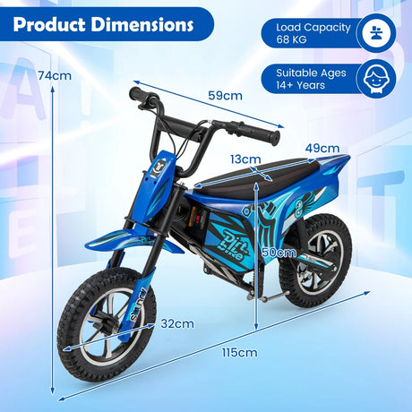 Kids Electric Motorcycle with  Double Battery and Pneumatic Tires-Navy