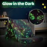 Kids Glow in the Dark Folding Sofa Bed Floor Mattress with Throw Pillow and Cover-Multicolor