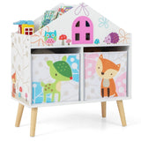 Kids House-shaped Bookshelf with 2 Storage Bins for Kids Room Playroom-White