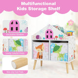 Kids House-shaped Bookshelf with 2 Storage Bins for Kids Room Playroom-White