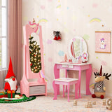 Kids Jewelry Armoire Cabinet with Storage and 2 Tilt Angles-Pink