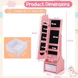 Kids Jewelry Armoire Cabinet with Storage and 2 Tilt Angles-Pink