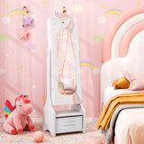 Kids Jewelry Armoire Cabinet with Storage and 2 Tilt Angles-White