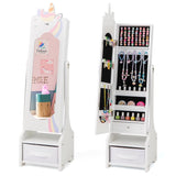 Kids Jewelry Armoire Cabinet with Storage and 2 Tilt Angles-White