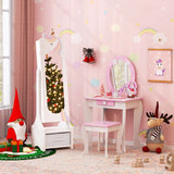 Kids Jewelry Armoire Cabinet with Storage and 2 Tilt Angles-White