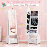 Kids Jewelry Armoire Cabinet with Storage and 2 Tilt Angles-White