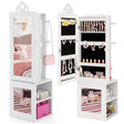 3-in-1 Freestanding Kids Jewelry Cabinet Armoire with Full Length Mirror-White
