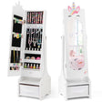 Kids Jewelry Cabinet with Full-Length Mirror for Kids Bedroom and Playroom-White