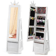 Kids Jewelry Armoire Cabinet with Large Storage Capacity and Swivel Base-White