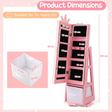 Kids Jewelry Armoire Cabinet with Large Storage Capacity and Swivel Base-Pink