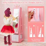 Kids Jewelry Armoire Cabinet with Large Storage Capacity and Swivel Base-Pink