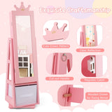 Kids Jewelry Armoire Cabinet with Large Storage Capacity and Swivel Base-Pink