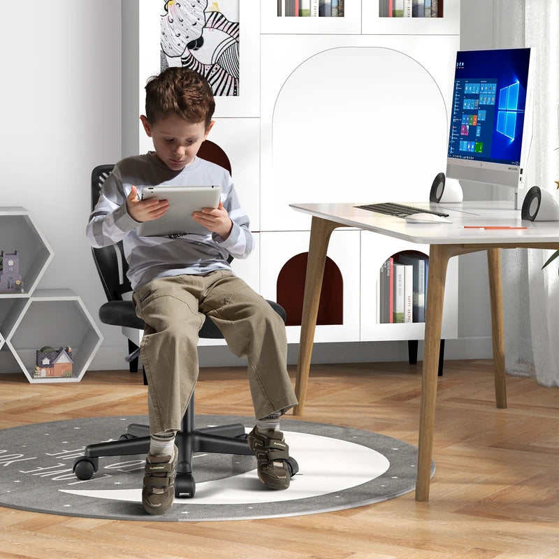 Height-adjustable Kids Mesh Ergonomic Desk Chair with Universal Casters-Black