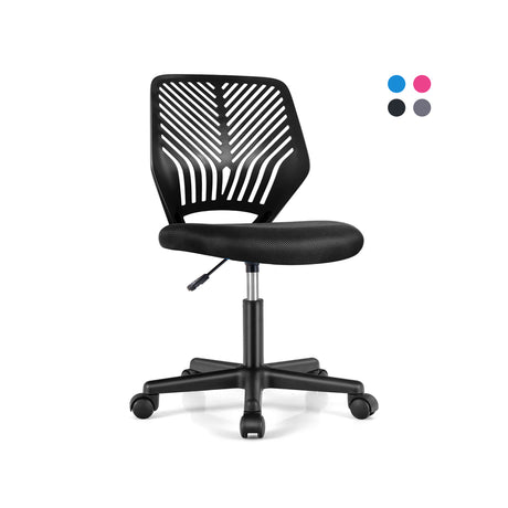 Height-adjustable Kids Mesh Ergonomic Desk Chair with Universal Casters-Black