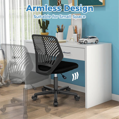 Height-adjustable Kids Mesh Ergonomic Desk Chair with Universal Casters-Black
