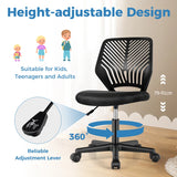 Height-adjustable Kids Mesh Ergonomic Desk Chair with Universal Casters-Black