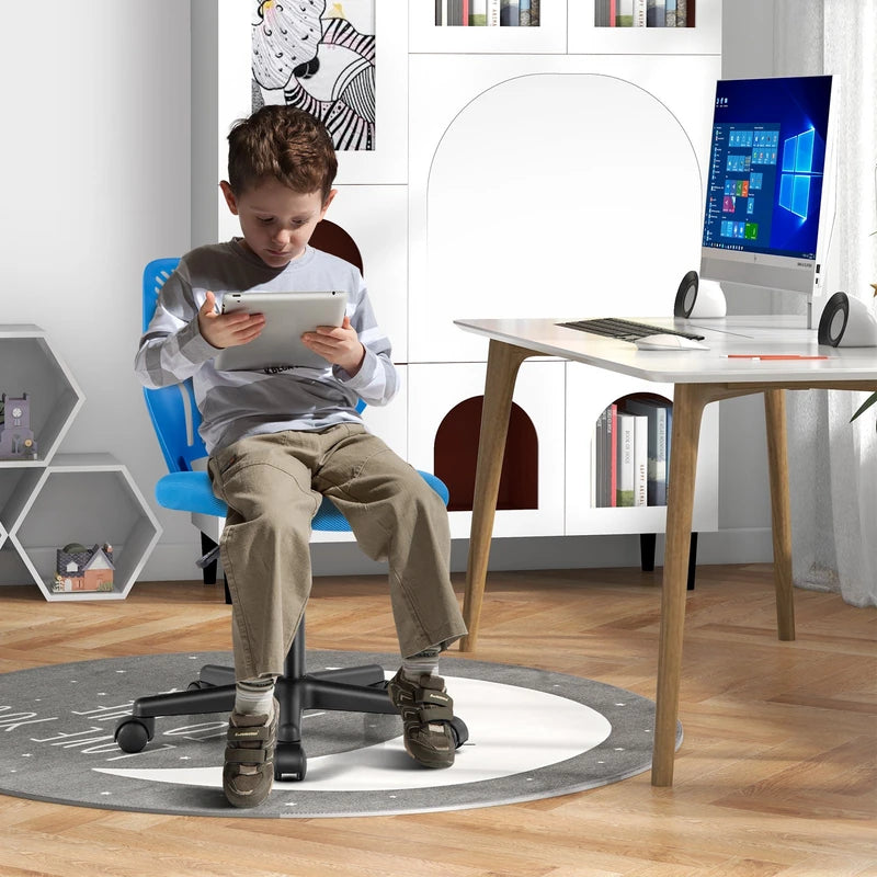 Height-adjustable Kids Mesh Ergonomic Desk Chair with Universal Casters-Blue