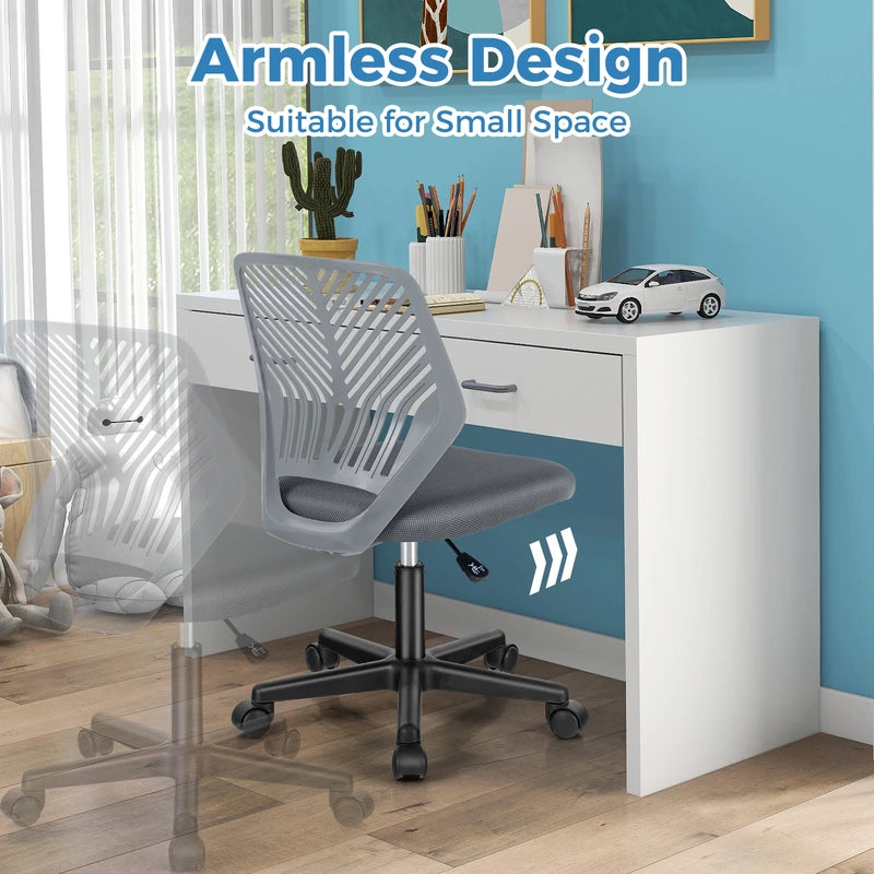 Height-adjustable Kids Mesh Ergonomic Desk Chair with Universal Casters-Grey