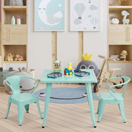 27-Inch Kids Square Steel Table Play Learn Activity Table-Blue