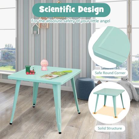 27-Inch Kids Square Steel Table Play Learn Activity Table-Blue