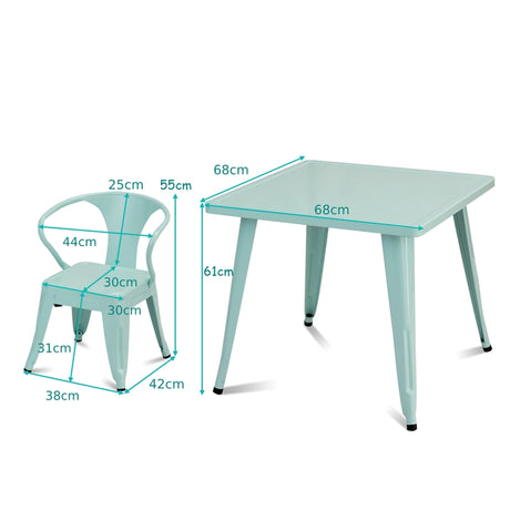 27-Inch Kids Square Steel Table Play Learn Activity Table-Blue