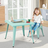 27-Inch Kids Square Steel Table Play Learn Activity Table-Blue