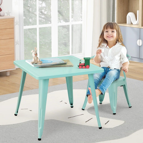27-Inch Kids Square Steel Table Play Learn Activity Table-Blue