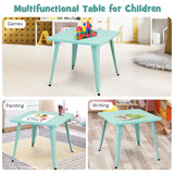 27-Inch Kids Square Steel Table Play Learn Activity Table-Blue