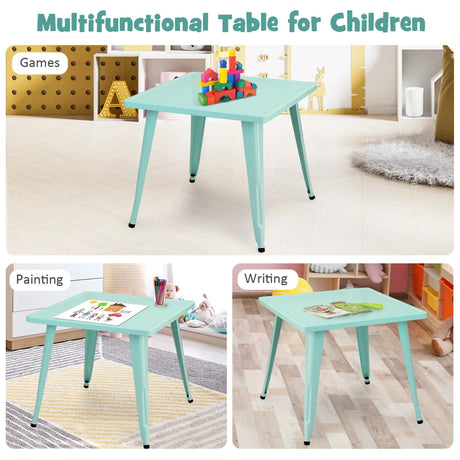 27-Inch Kids Square Steel Table Play Learn Activity Table-Blue