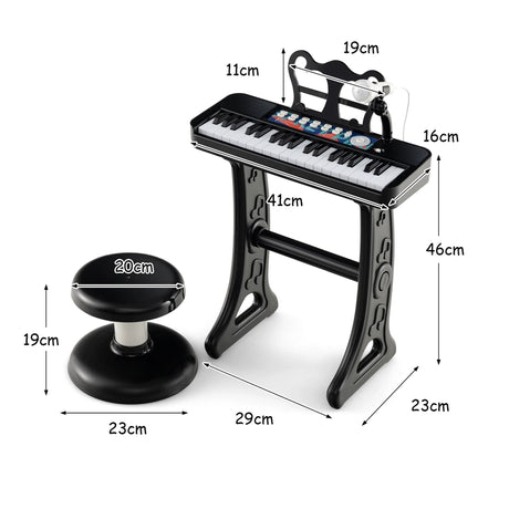 Kids Piano Keyboard 37-Key Kids Toy Keyboard Piano with Microphone for 3+ Kids-Black
