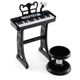 Kids Piano Keyboard 37-Key Kids Toy Keyboard Piano with Microphone for 3+ Kids-Black