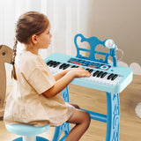 Kids Piano Keyboard 37-Key Kids Toy Keyboard Piano with Microphone for 3+ Kids-Blue