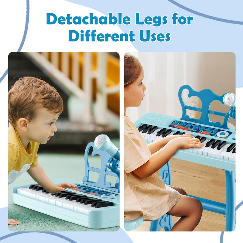 Kids Piano Keyboard 37-Key Kids Toy Keyboard Piano with Microphone for 3+ Kids-Blue