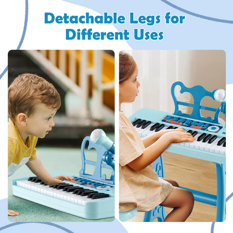 Kids Piano Keyboard 37-Key Kids Toy Keyboard Piano with Microphone for 3+ Kids-Blue